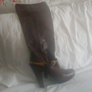 Prada equestrian chocolate brown boots